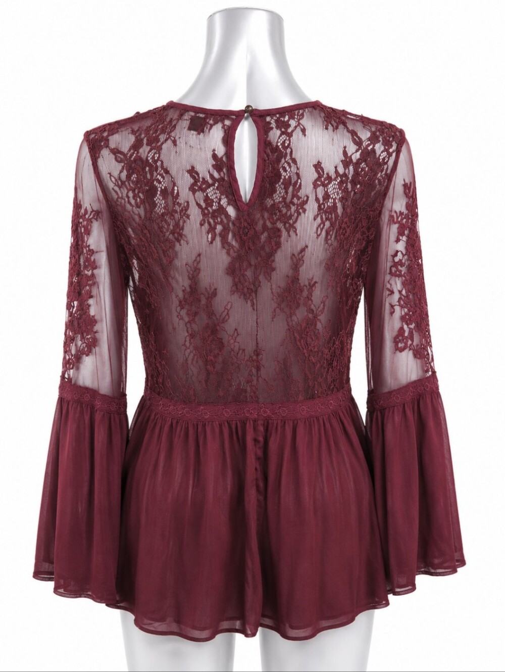 American Eagle Outfitters Burgundy Romantic Lace Boho Top XL EUC - Picture 5 of 7